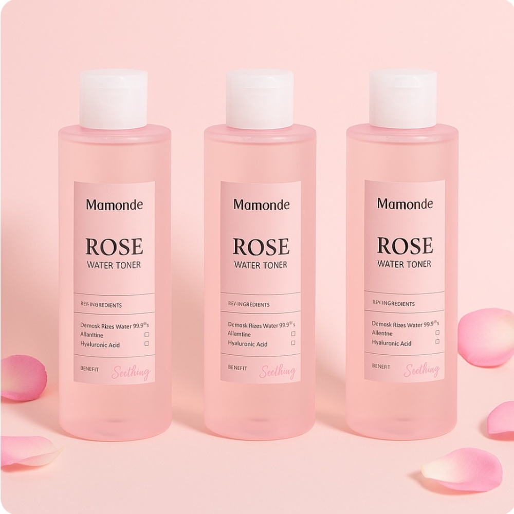Lot 3pc Mamonde Rose Water Toner 250ml | Korean K-Beauty Hydrating Skincare Set
